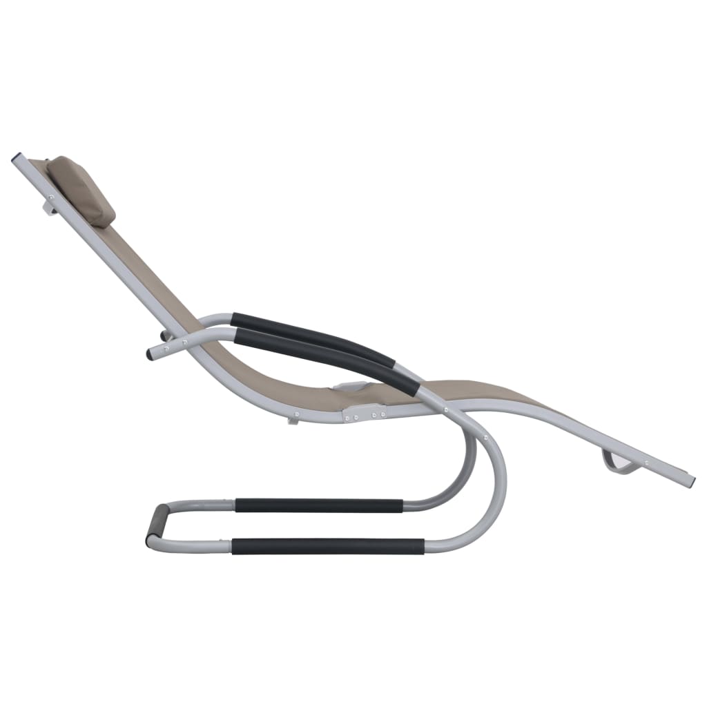 vidaXL Chaise longue avec oreiller Aluminium et textilène Taupe