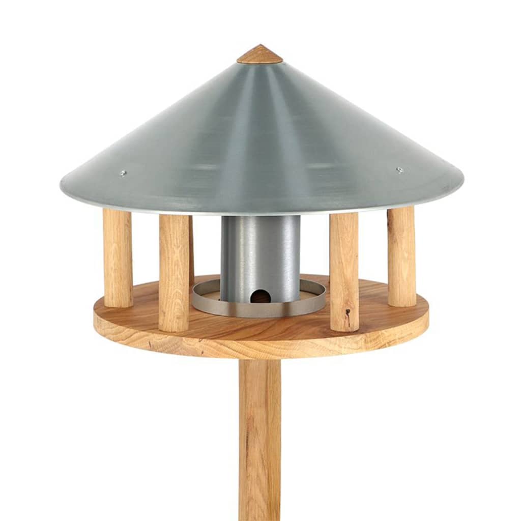 Esschert Design Mangeoire à oiseaux avec silo et toit rond Zinc