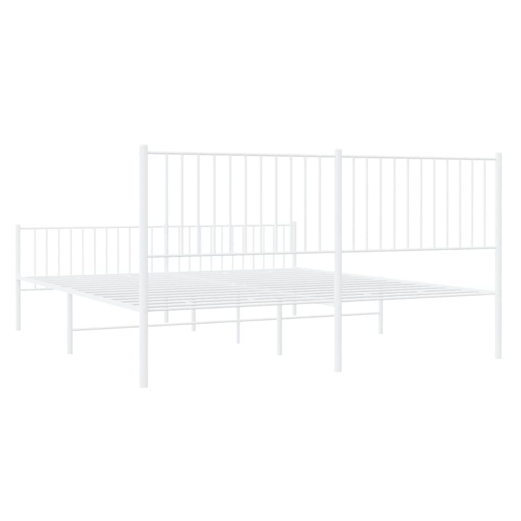 vidaXL Cadre de lit métal sans matelas et pied de lit blanc 180x200 cm