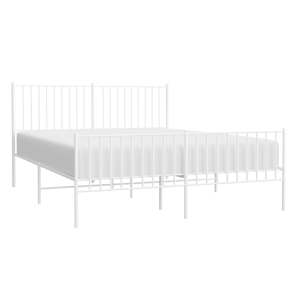 vidaXL Cadre de lit métal sans matelas et pied de lit blanc 150x200 cm