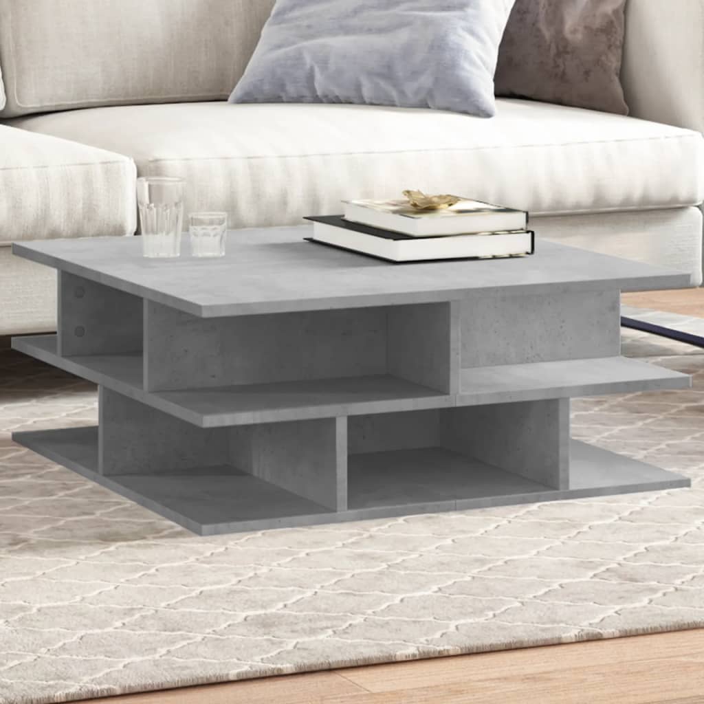 vidaXL Table basse gris béton 70x70x29 cm bois d'ingénierie