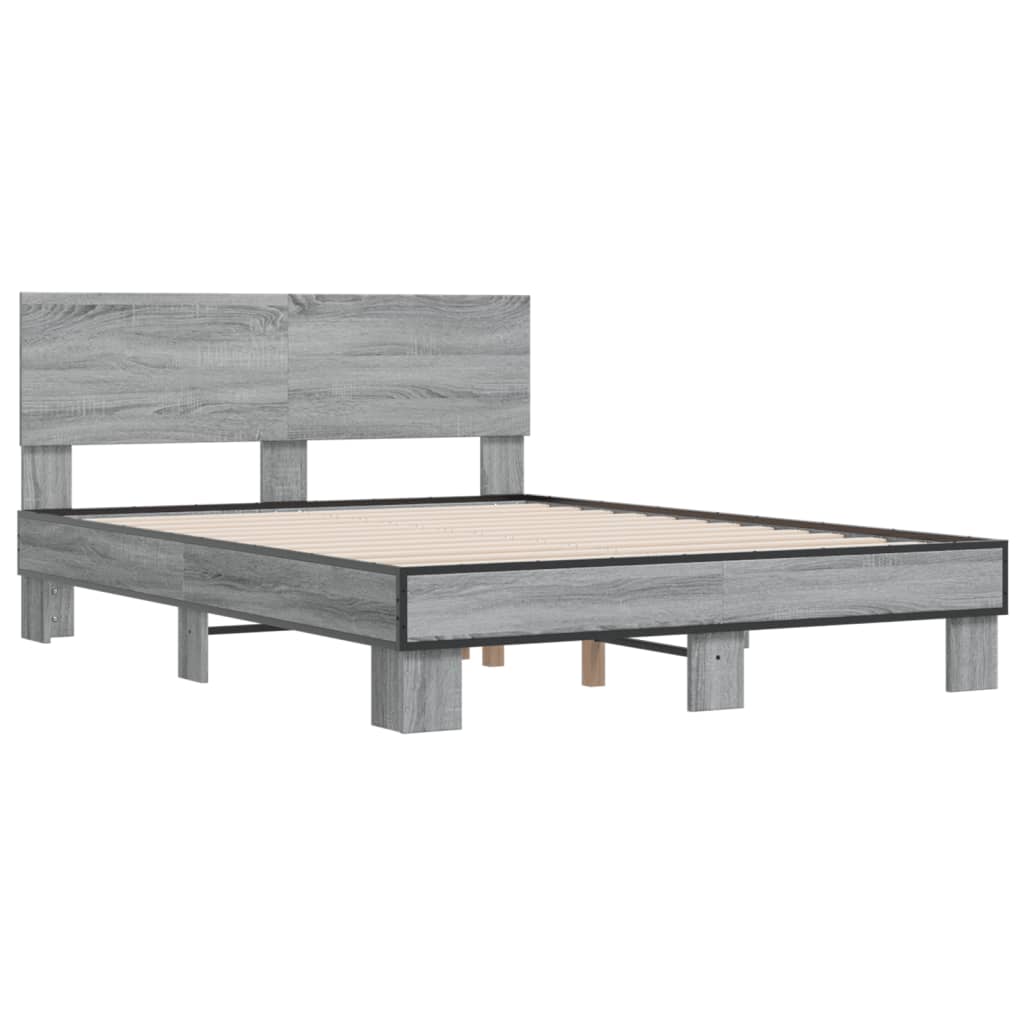 vidaXL Cadre de lit sans matelas sonoma gris 140x190 cm