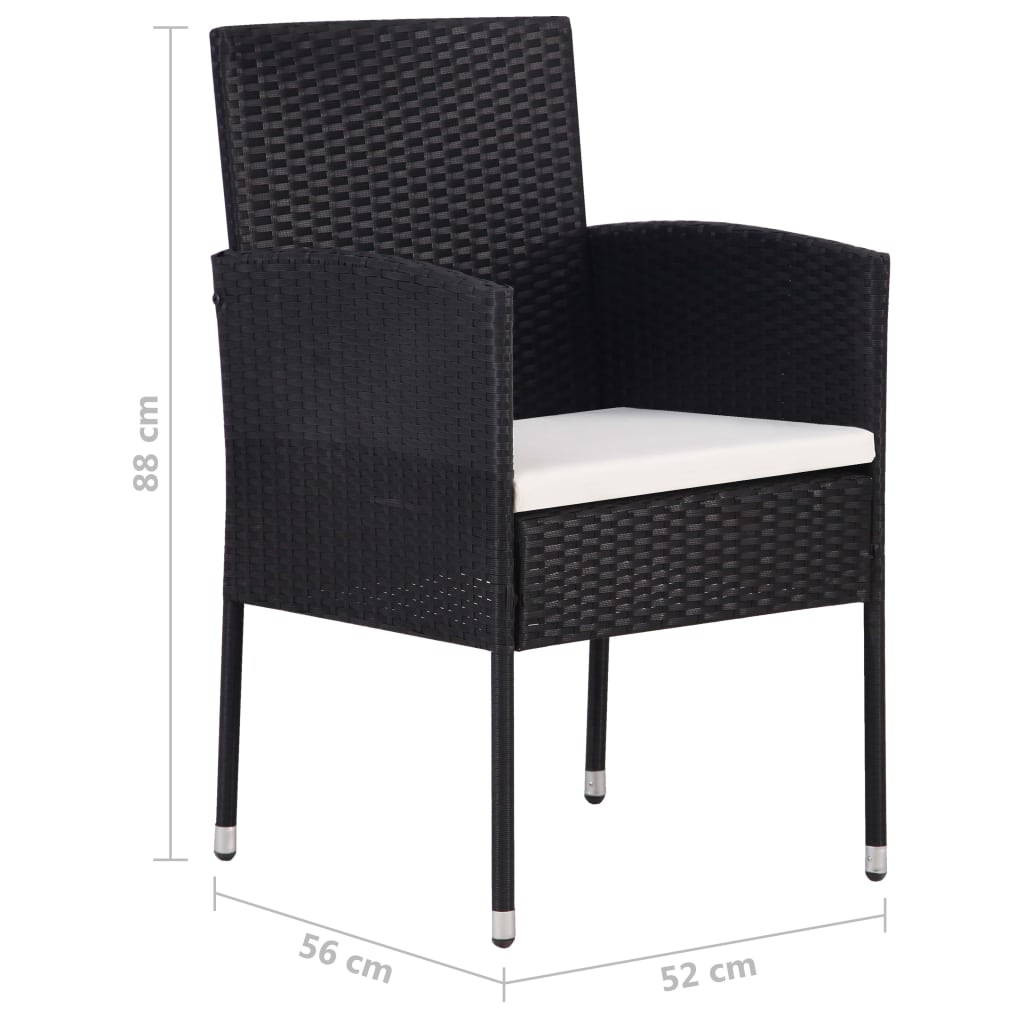 vidaXL Ensemble à dîner de jardin 7 pcs Résine tressée Noir