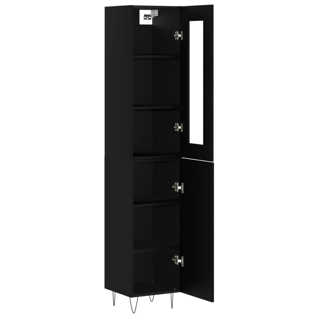 vidaXL Buffet haut Noir 34,5x34x180 cm Bois d'ingénierie