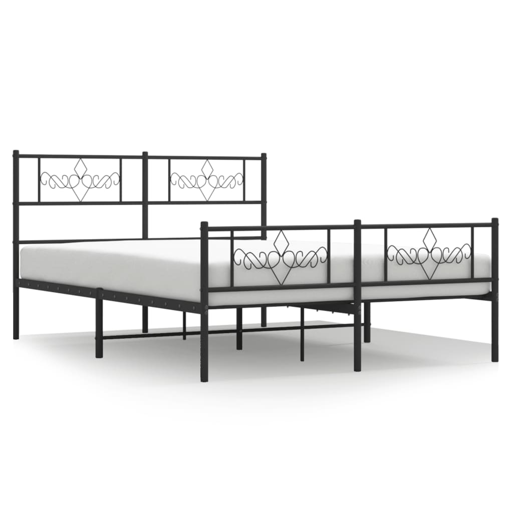 vidaXL Cadre de lit métal sans matelas avec pied de lit noir 135x190cm