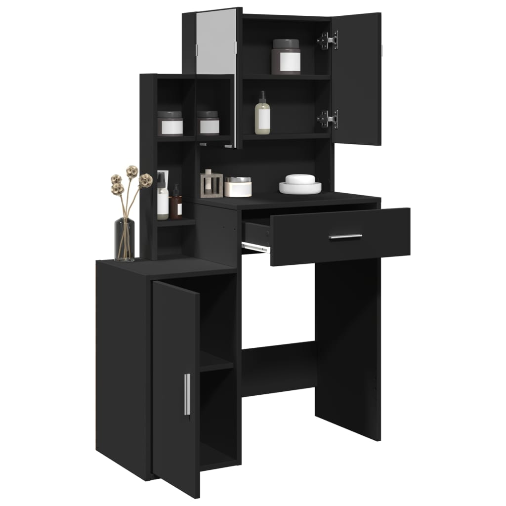 vidaXL Coiffeuse avec armoire noir 80x35x132 cm