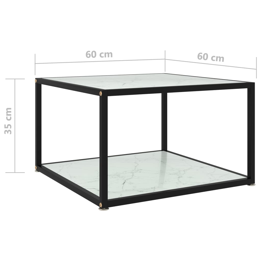 vidaXL Table basse Blanc 60x60x35 cm Verre trempé