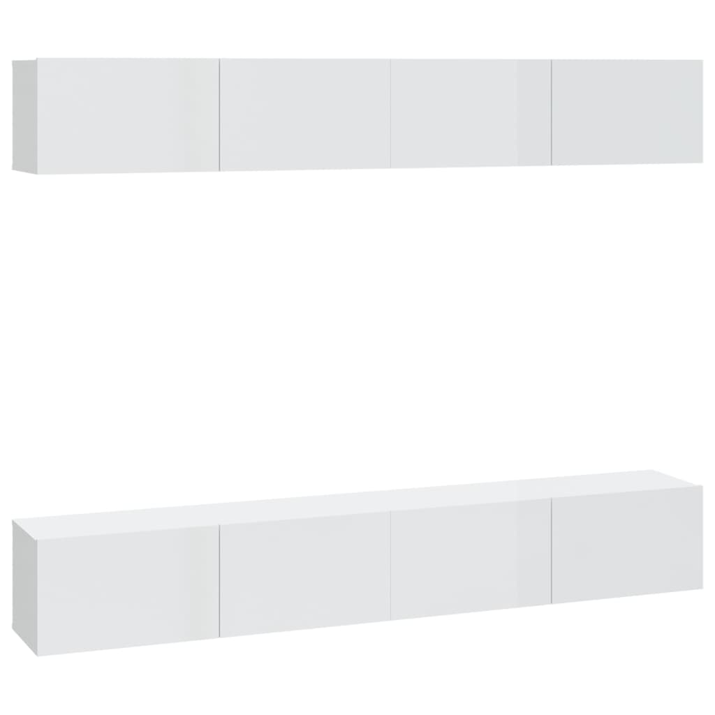 vidaXL Meubles TV muraux 4 pcs Blanc brillant 100x30x30 cm