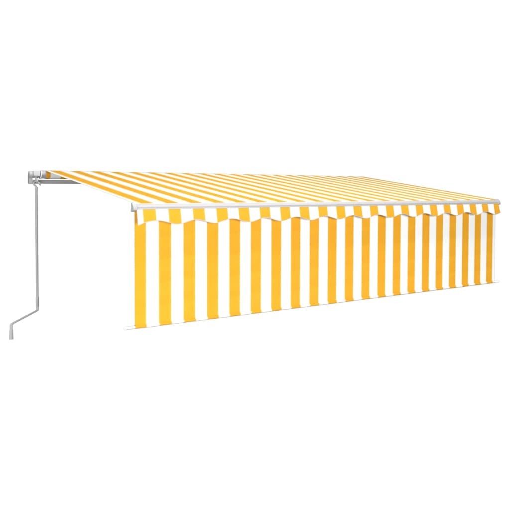 vidaXL Auvent manuel rétractable avec store LED 6x3 m Jaune et blanc