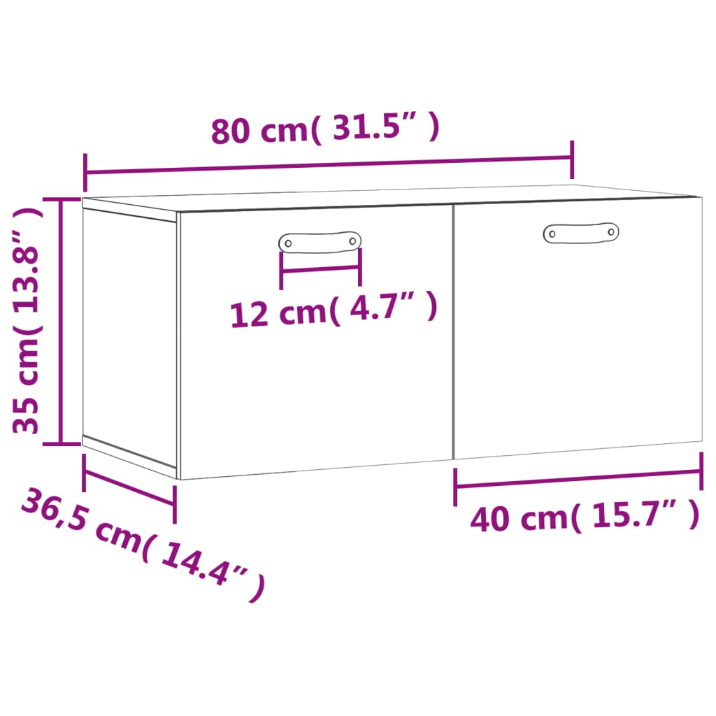 vidaXL Armoire murale chêne fumé 80x36,5x35 cm bois d'ingénierie