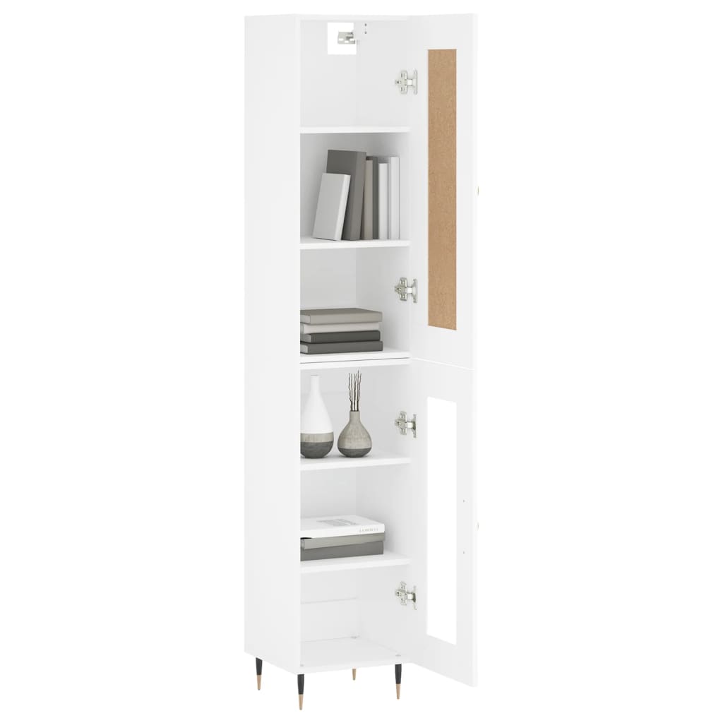 vidaXL Buffet haut Blanc 34,5x34x180 cm Bois d'ingénierie