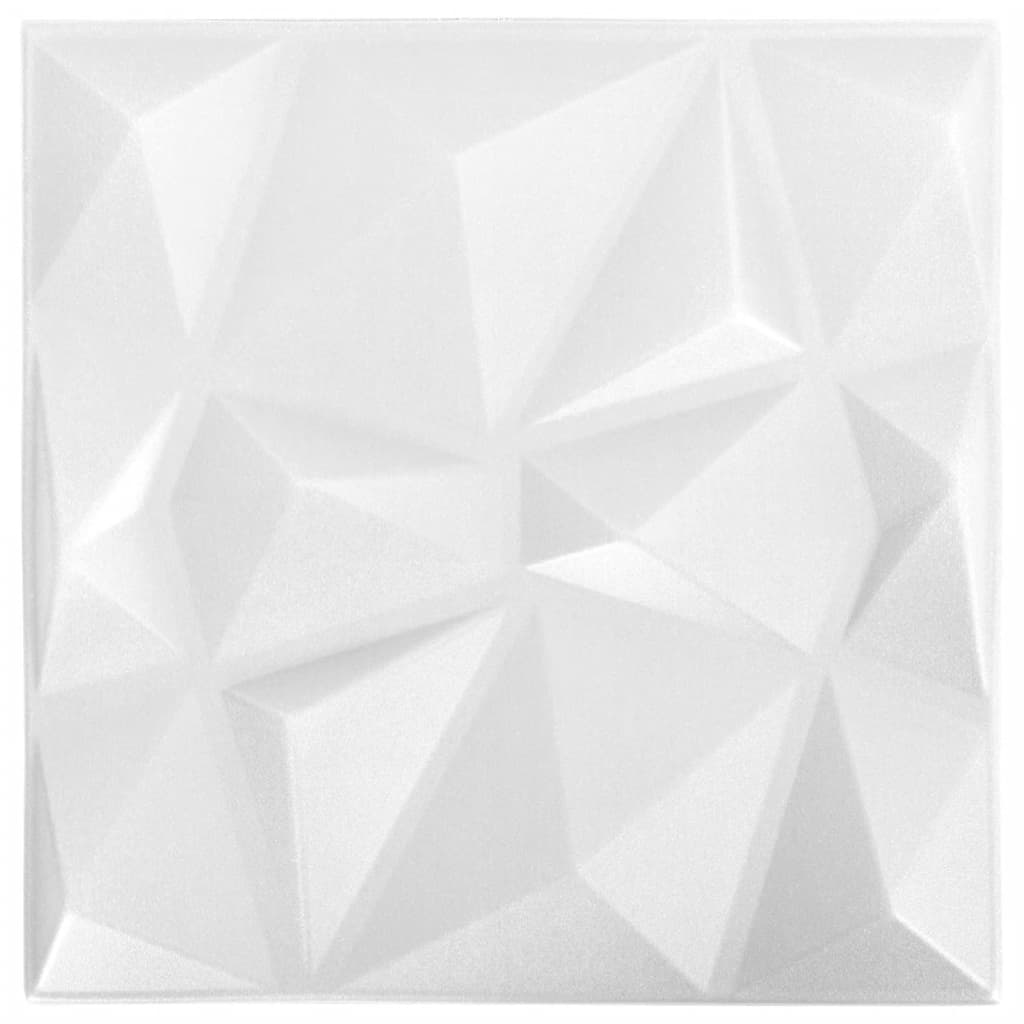 vidaXL Panneaux muraux 3D 24 pcs 50x50 cm Blanc diamant 6 m²