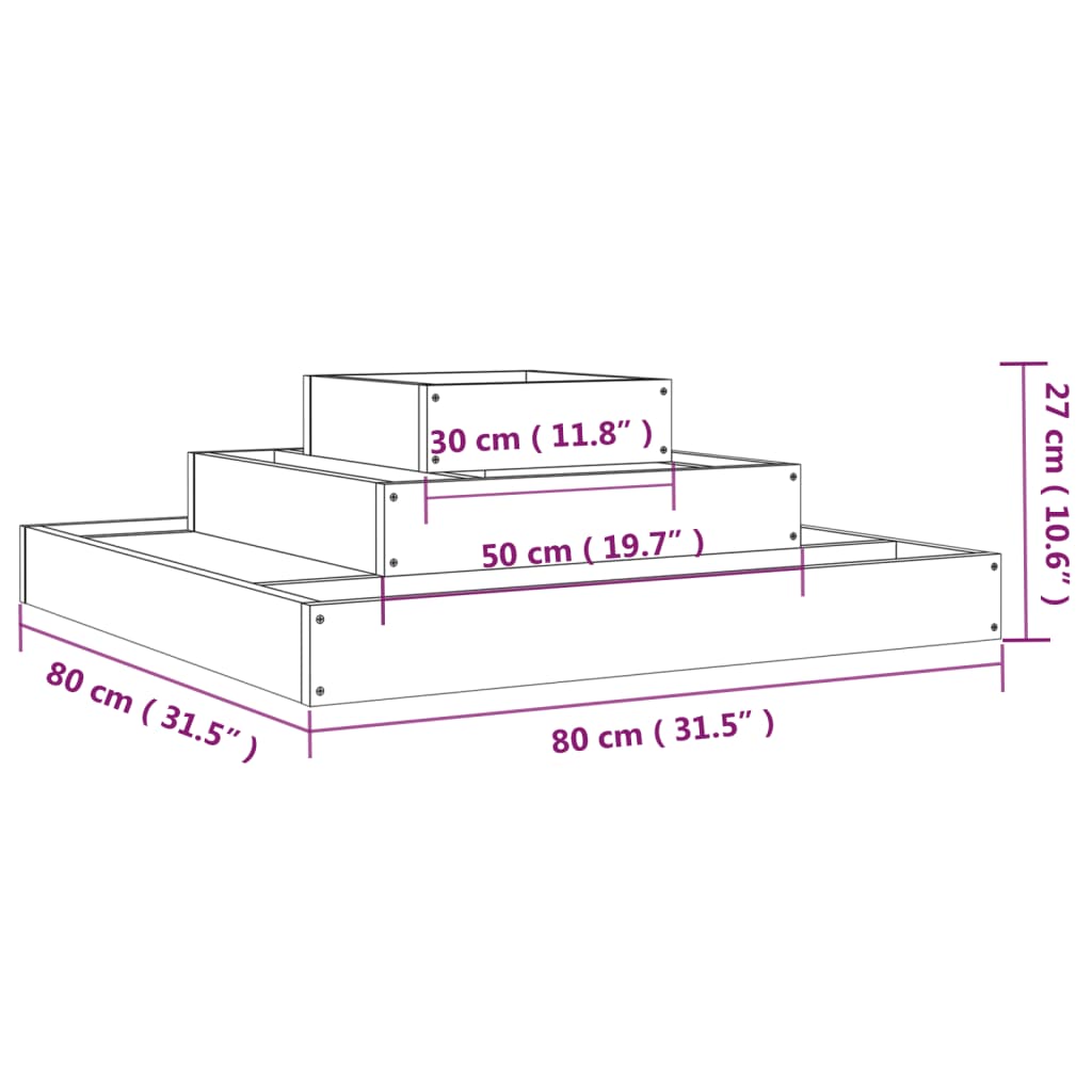 vidaXL Jardinière 80x80x27 cm Bois massif de pin