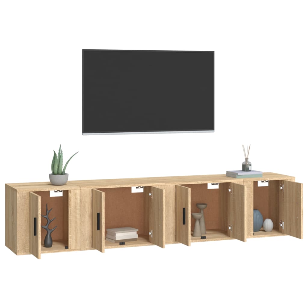 vidaXL Ensemble de meubles TV 4 pcs Chêne sonoma Bois d'ingénierie