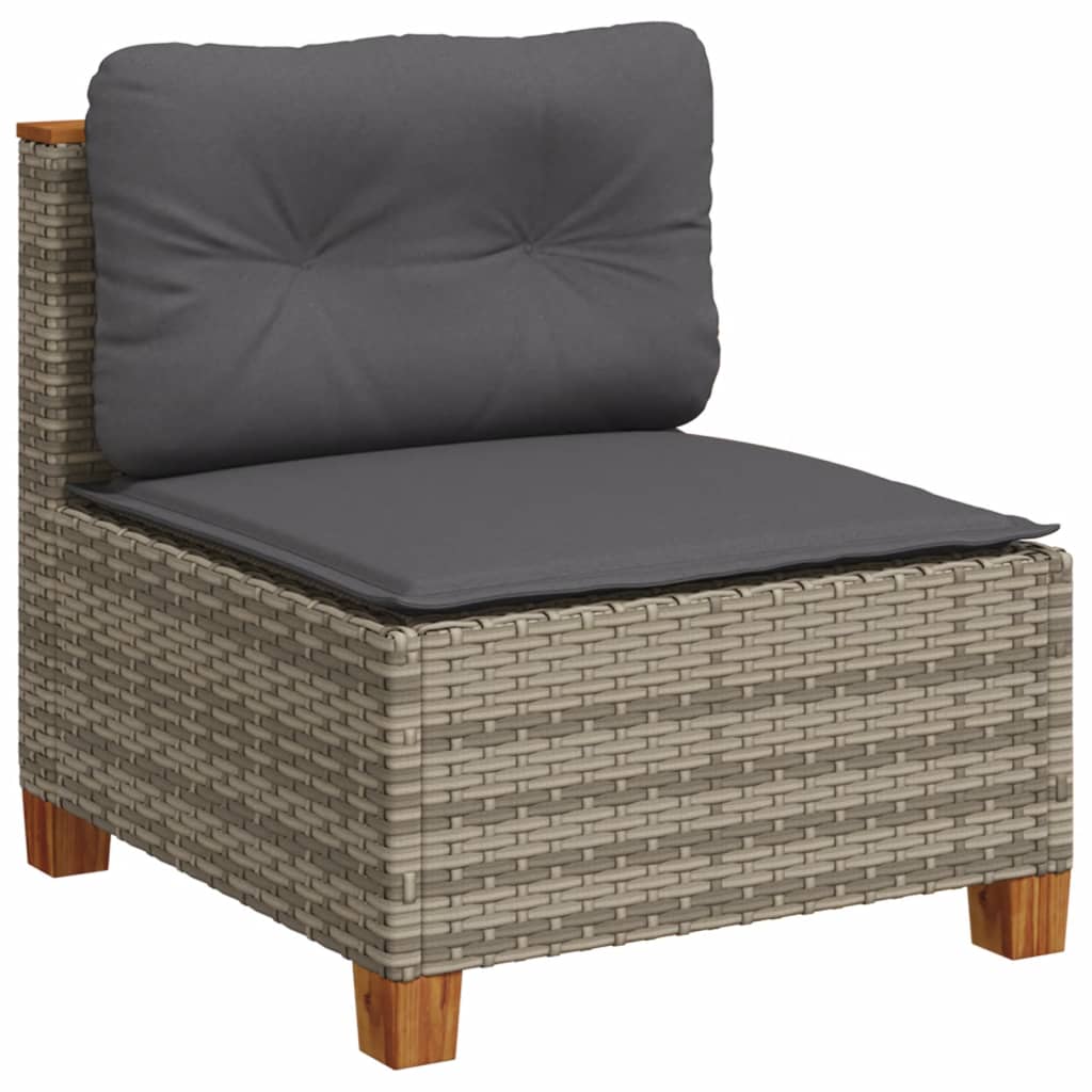 vidaXL Salon de jardin 4 pcs avec coussins gris résine tressée