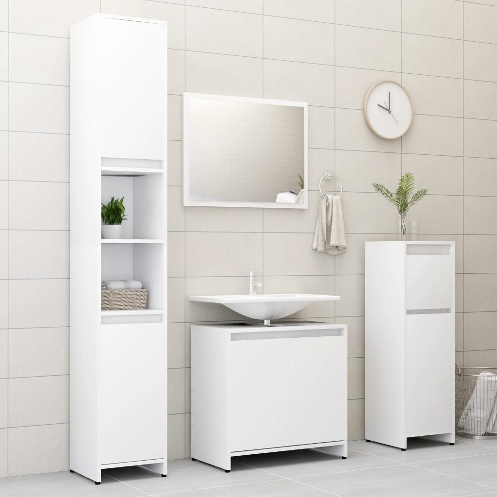 vidaXL Ensemble de meubles de salle de bain 3 pcs Blanc Aggloméré
