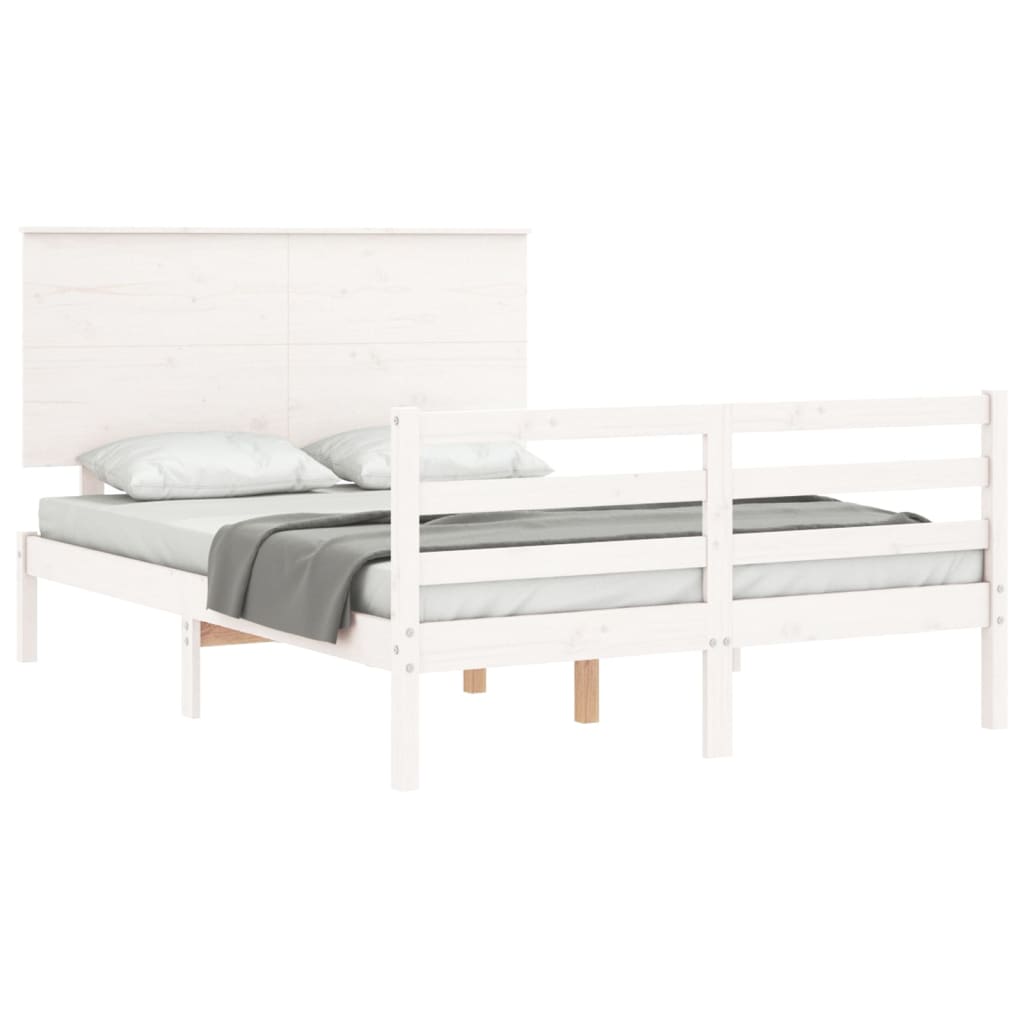 vidaXL Cadre de lit sans matelas blanc bois massif