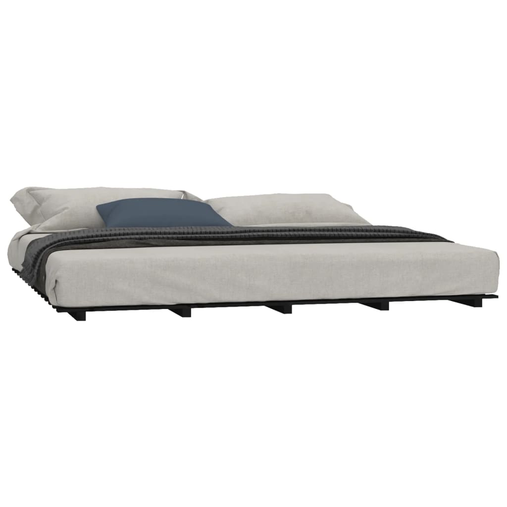 vidaXL Cadre de lit sans matelas noir 200x200 cm bois massif de pin