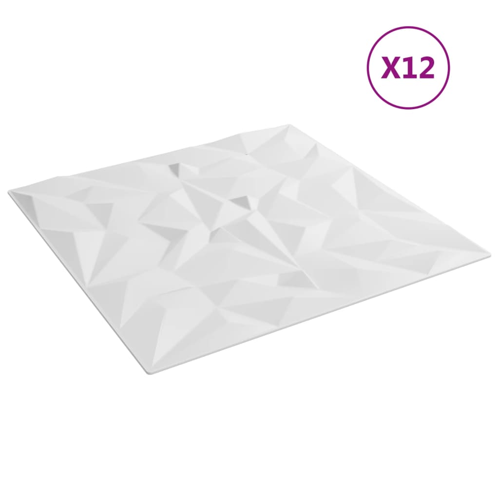 vidaXL Panneaux muraux 12 pcs blanc 50x50 cm XPS 3 m² améthyste