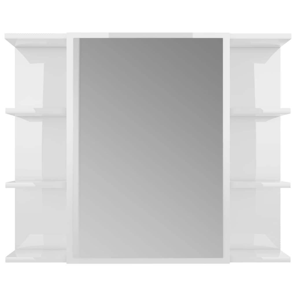 vidaXL Armoire à miroir de bain Blanc brillant 80x20,5x64 cm Aggloméré