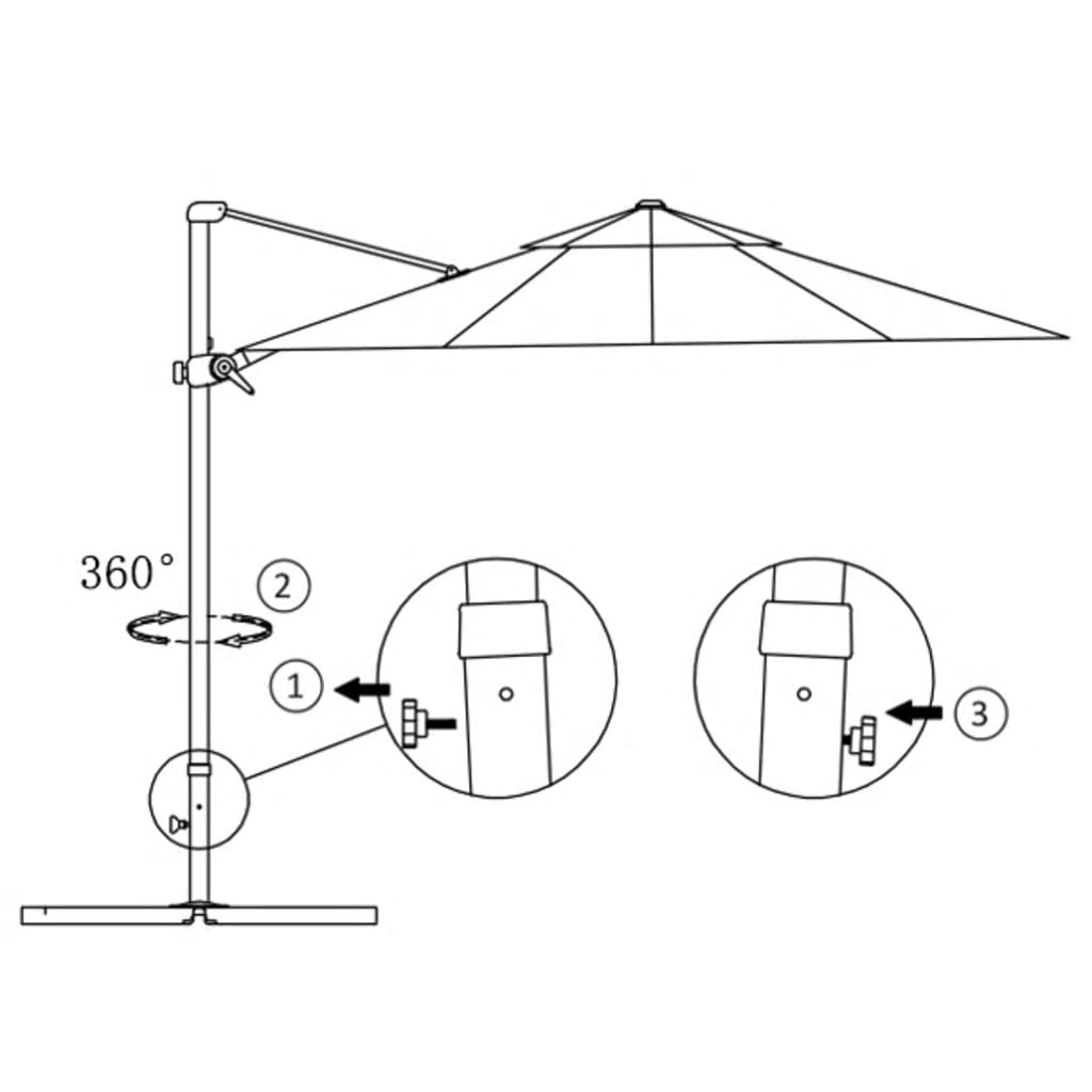 vidaXL Parasol de jardin en porte-à-faux et poteau en aluminium sable