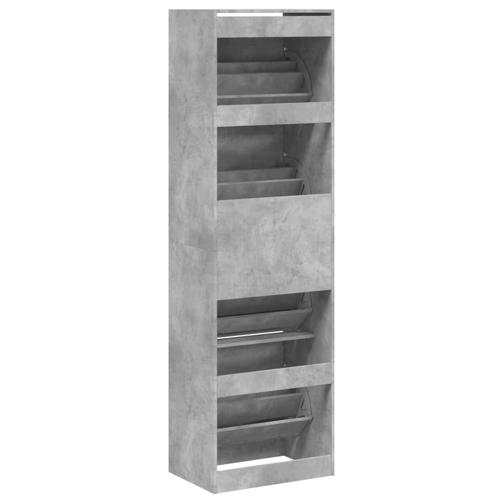 vidaXL Armoire à chaussures 4 tiroirs rabattables gris 60x42x204 cm