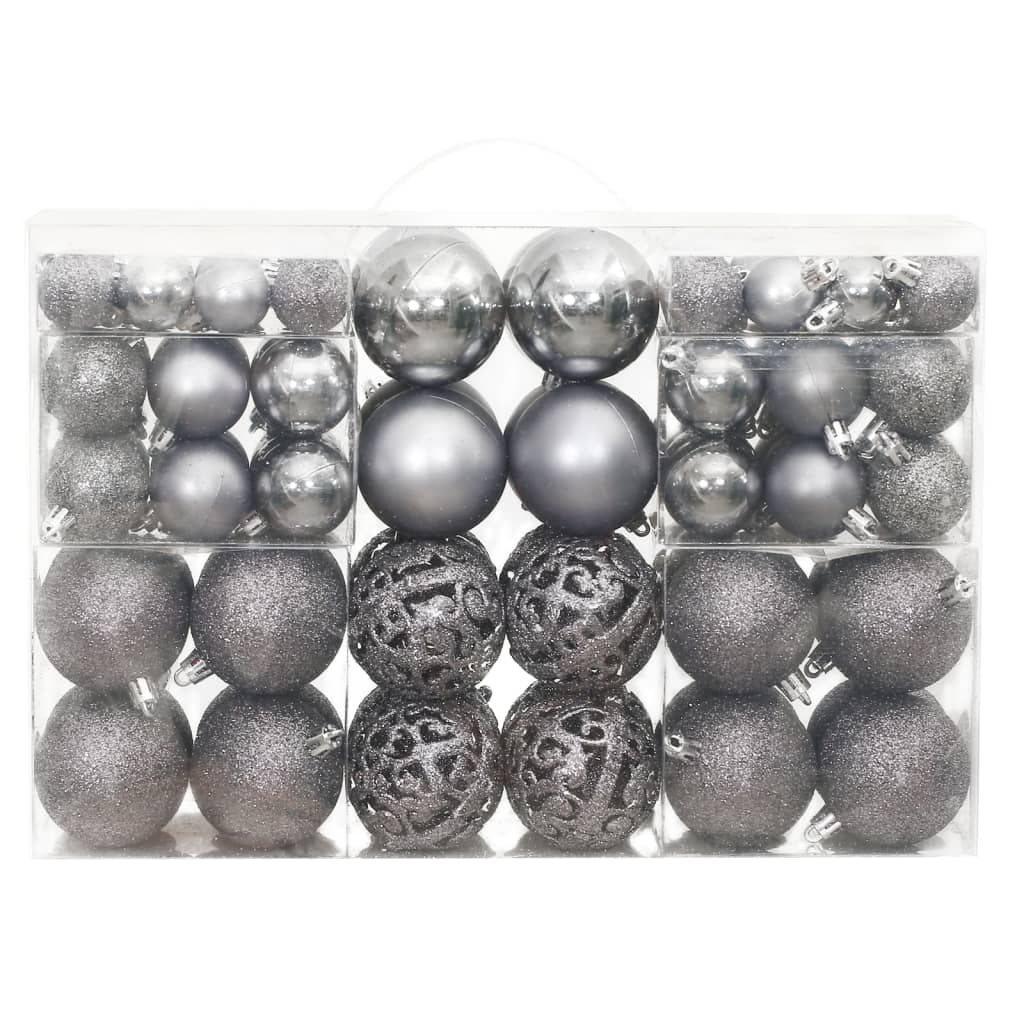 vidaXL Boules de Noël 100 pcs gris 3 / 4 / 6 cm