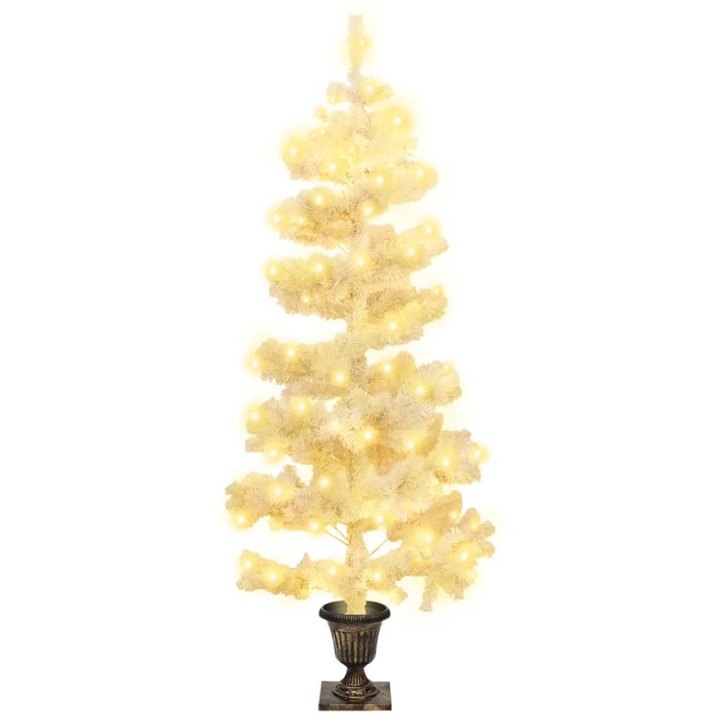vidaXL Arbre de Noël hélicoïdal pré-éclairé avec pot blanc 120 cm PVC