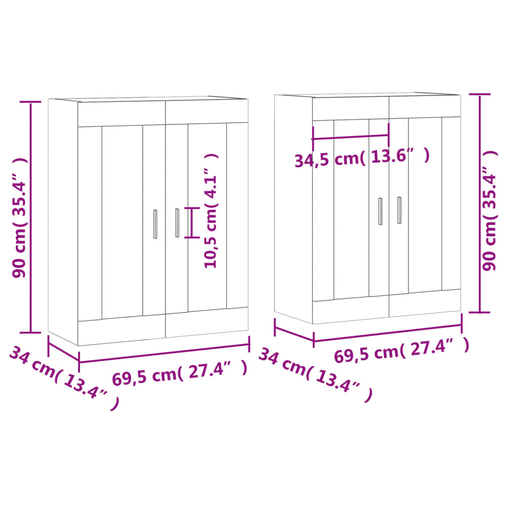 vidaXL Armoires murales 2 pcs blanc brillant bois d'ingénierie