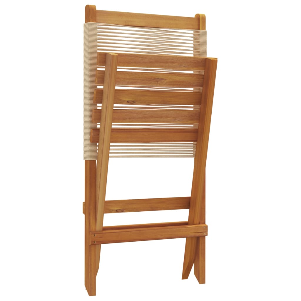 vidaXL Chaises de jardin lot de 2 beige bois d'acacia et polypropylène