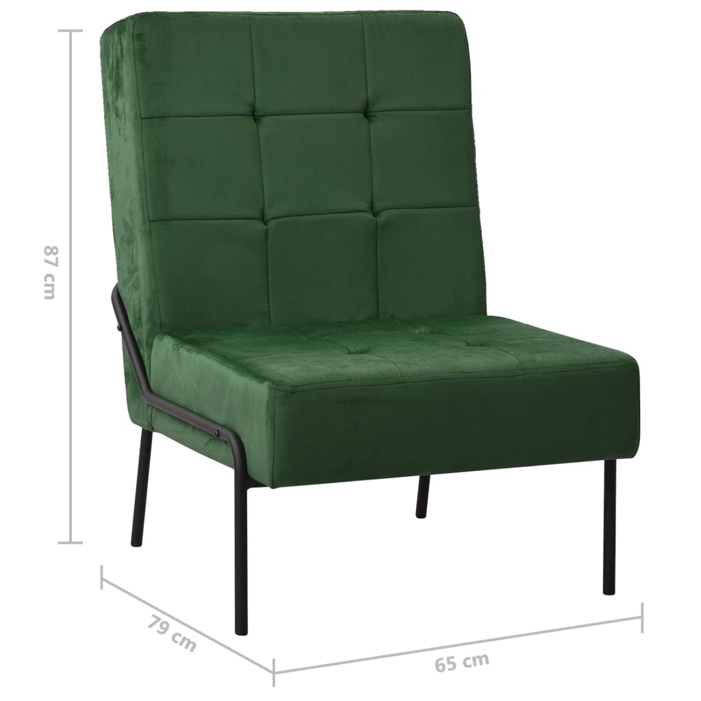 vidaXL Chaise de relaxation 65x79x87 cm Vert foncé Velours