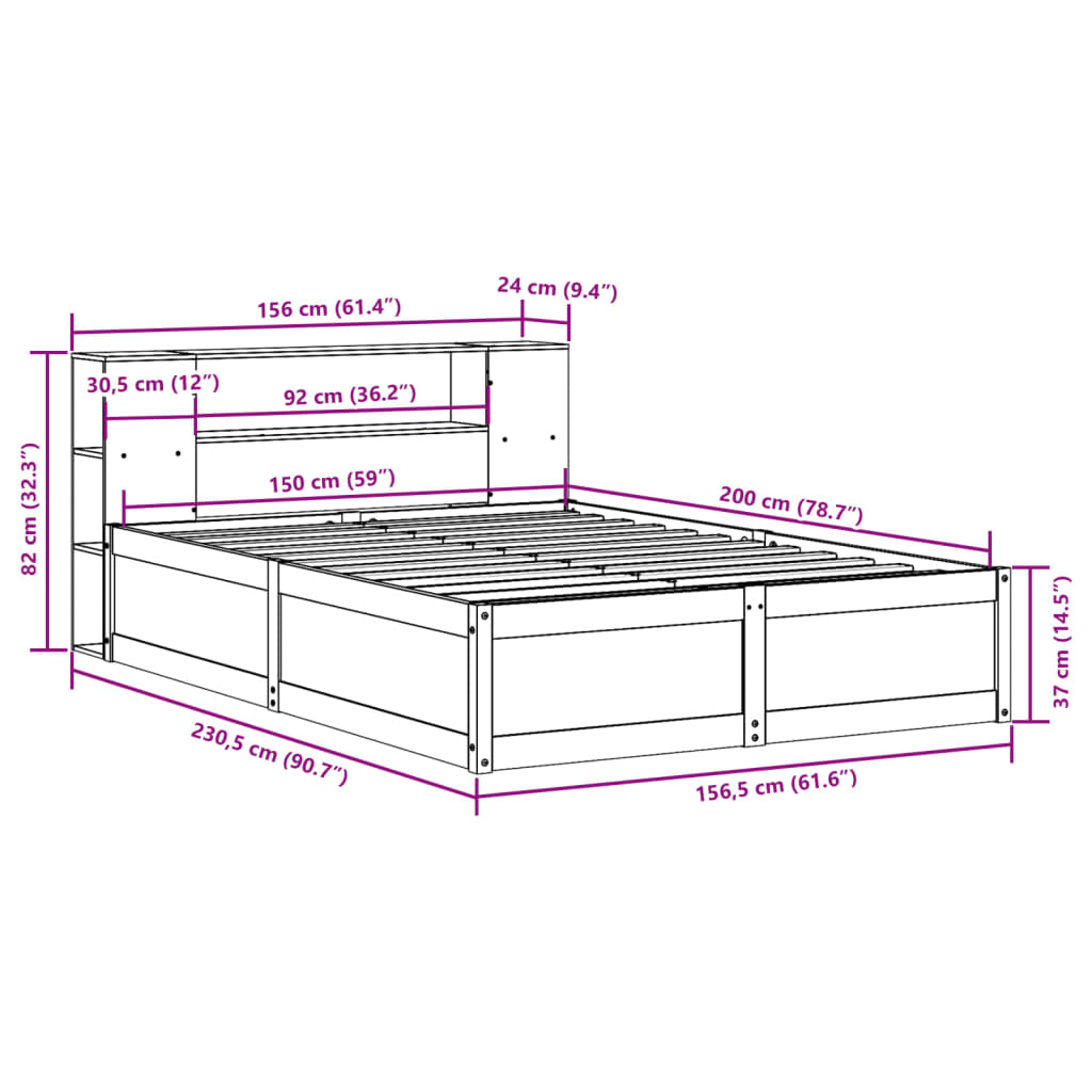 vidaXL Cadre de lit sans matelas blanc 150x200 cm bois de pin massif