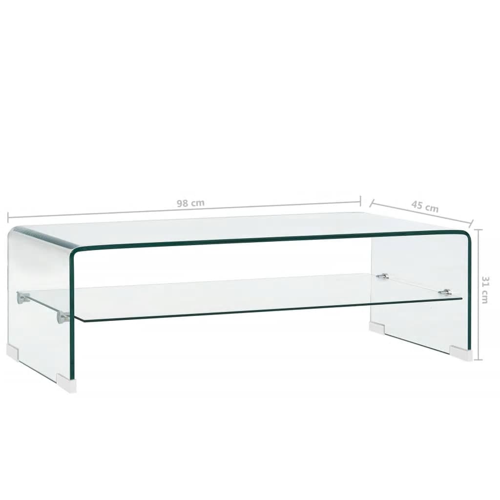 vidaXL Table basse Clair 98x45x31 cm Verre trempé