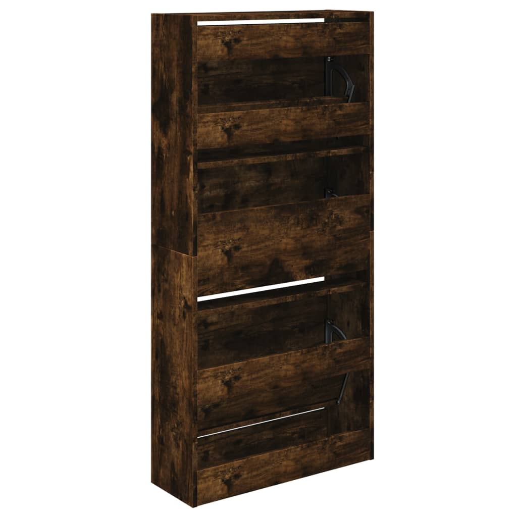 vidaXL Armoire à chaussures chêne fumé 60x21x125,5 cm bois ingénierie