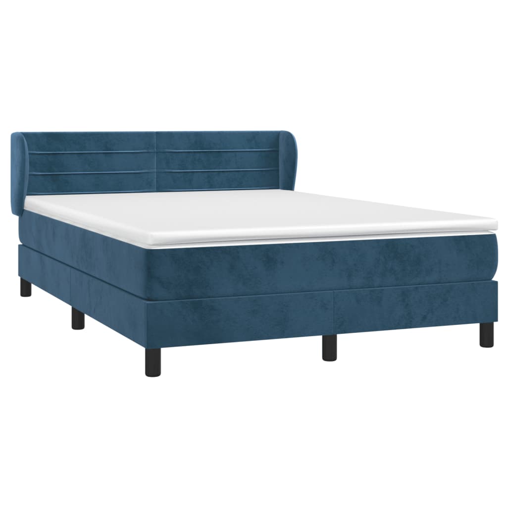 vidaXL Sommier à lattes de lit et matelas Bleu foncé 140x190cm Velours