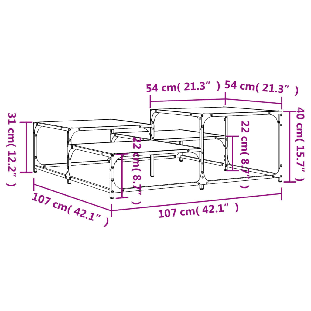 vidaXL Table basse chêne marron 107x107x40 cm bois d'ingénierie