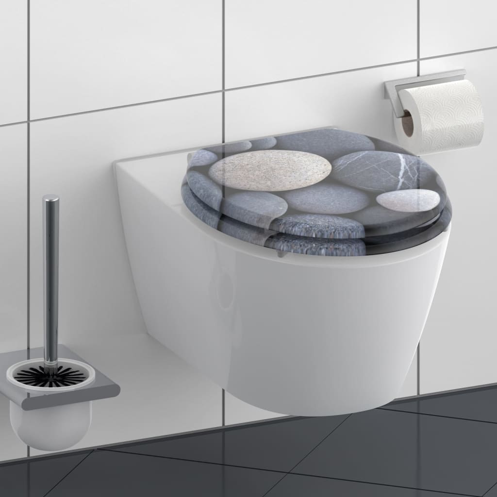 SCHÜTTE Siège de toilette avec fermeture en douceur GREY STONE