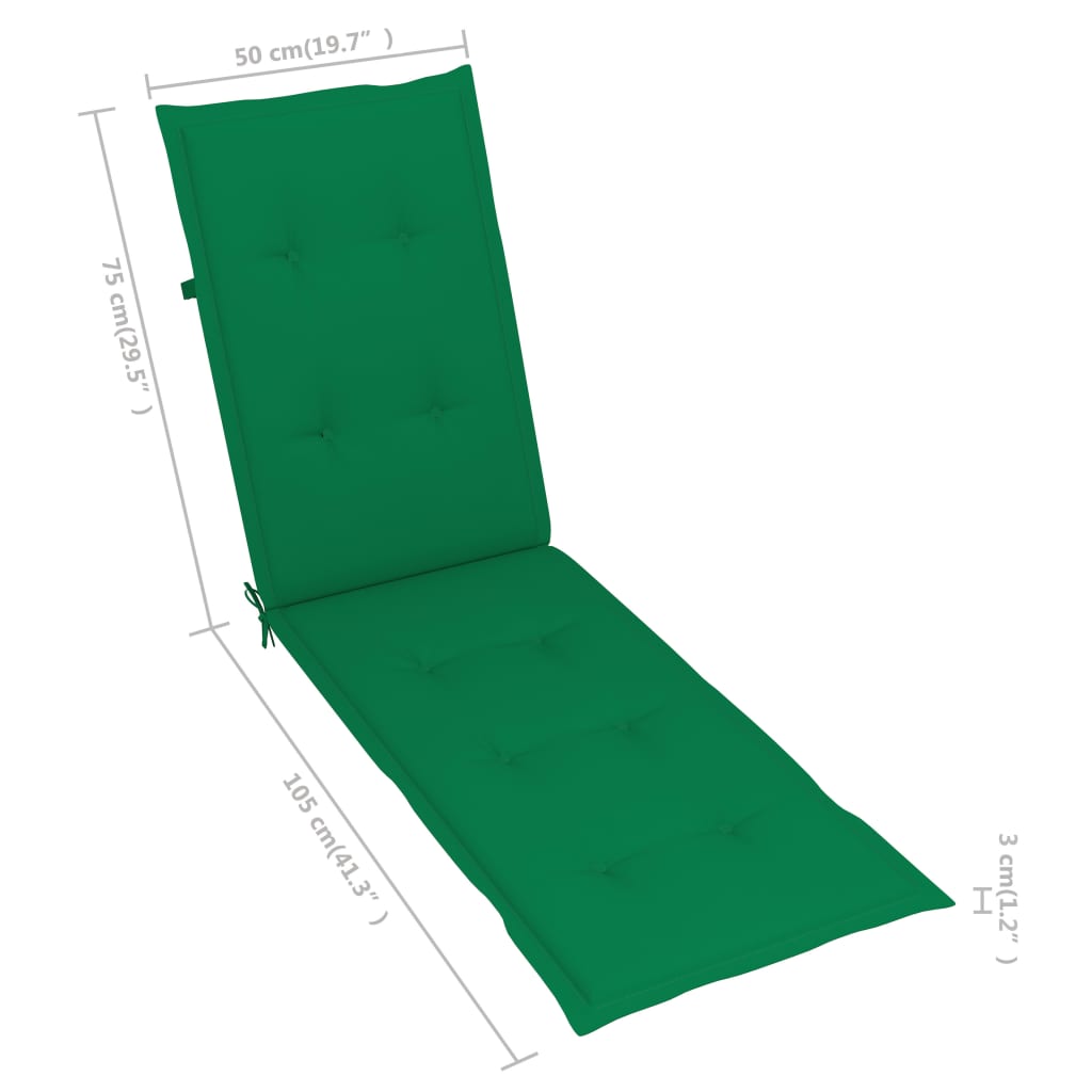 vidaXL Chaise de terrasse avec repose-pied et coussin Acacia solide