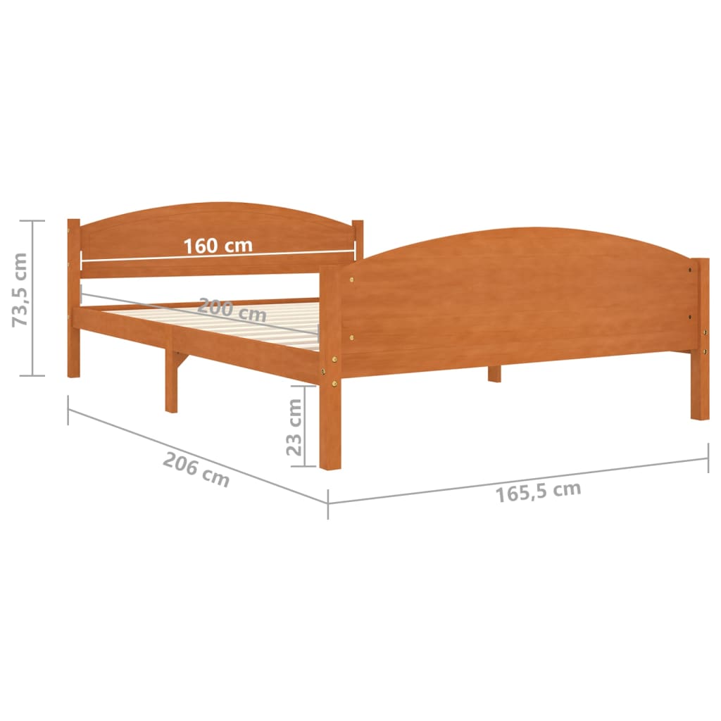 vidaXL Cadre de lit sans matelas marron miel pin massif 160x200 cm