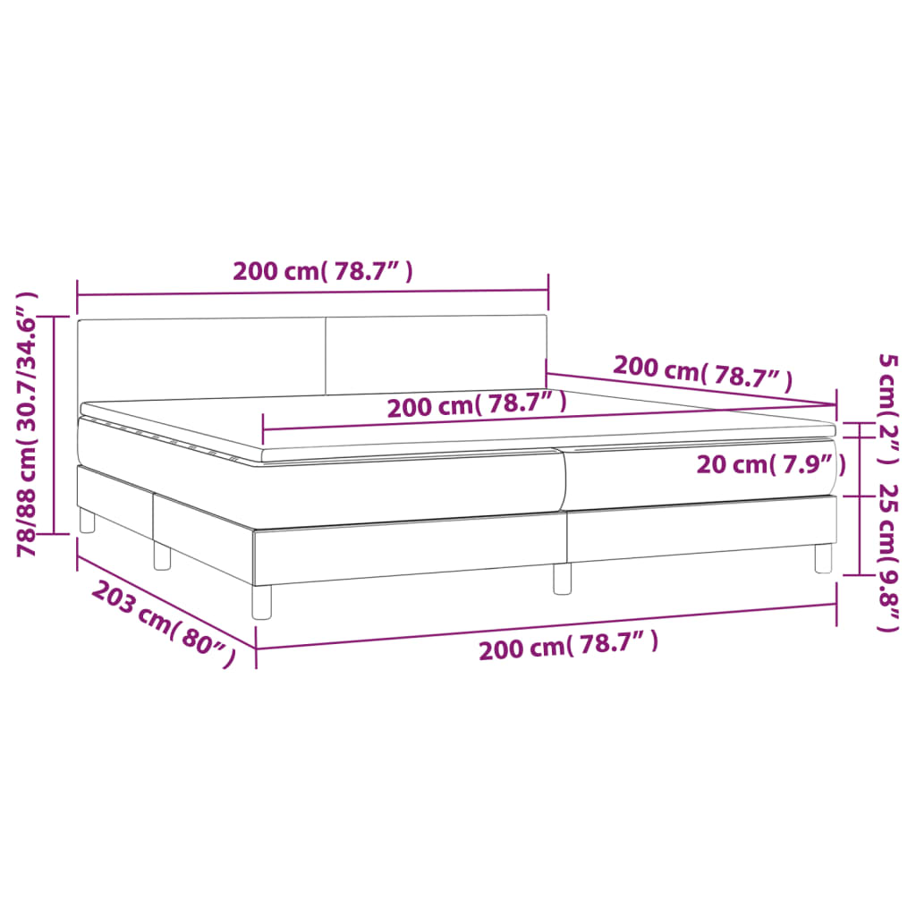 vidaXL Sommier à lattes de lit avec matelas Crème 200x200 cm Tissu