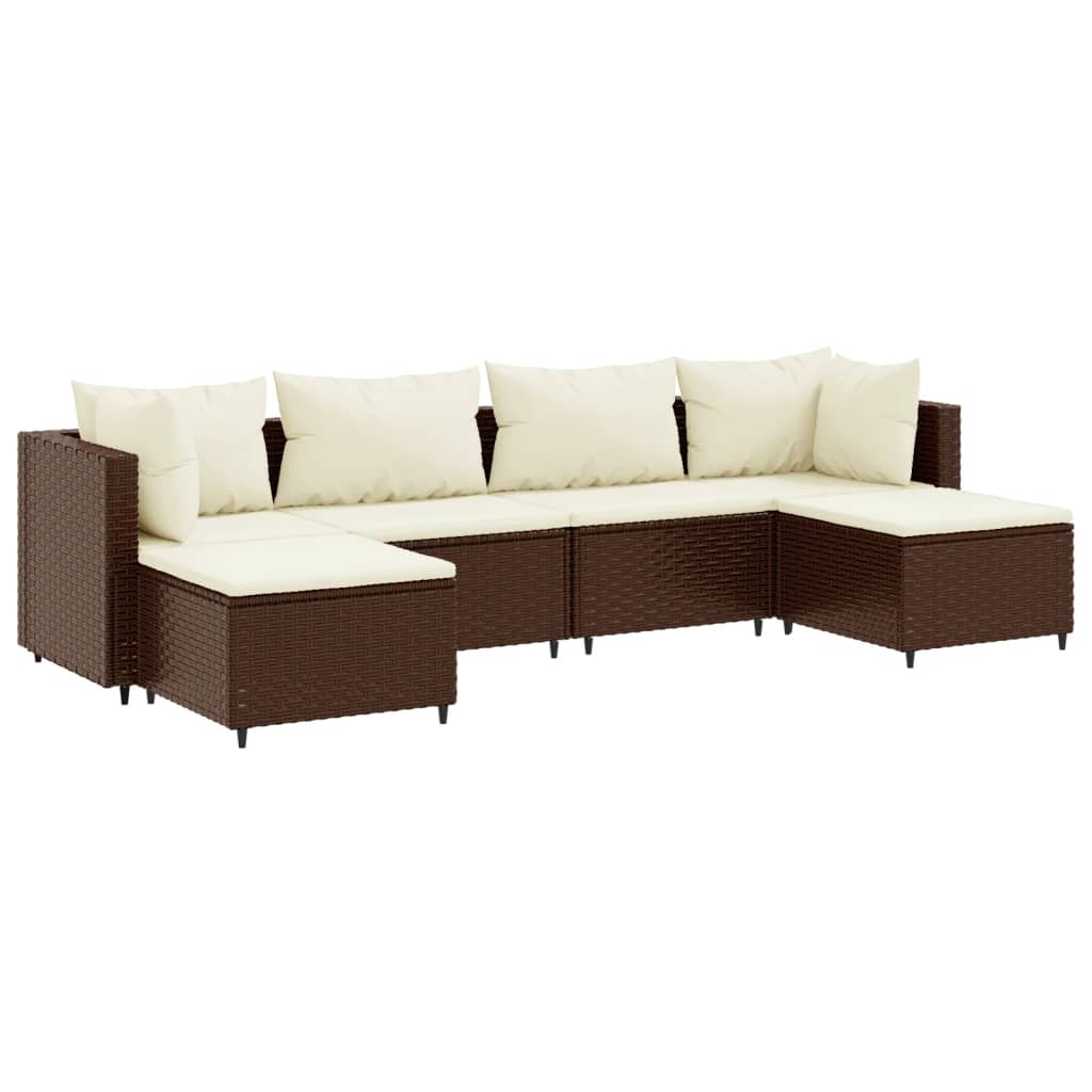 vidaXL Salon de jardin 6 pcs avec coussins Marron Résine tressée