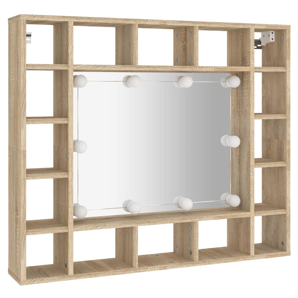 vidaXL Armoire de miroir avec LED Chêne sonoma 91x15x76,5 cm