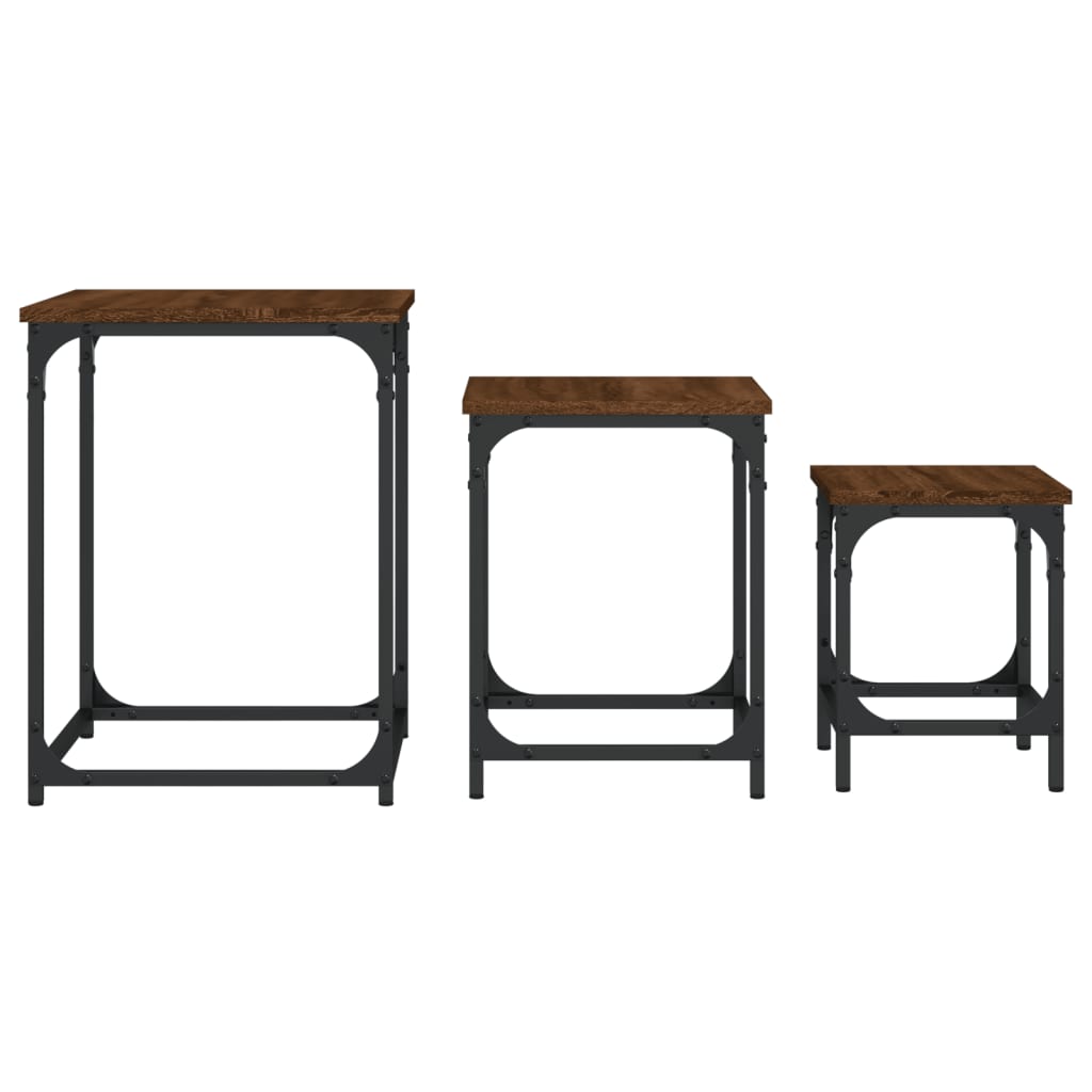 vidaXL Tables basses gigognes 3 pcs chêne marron bois d'ingénierie