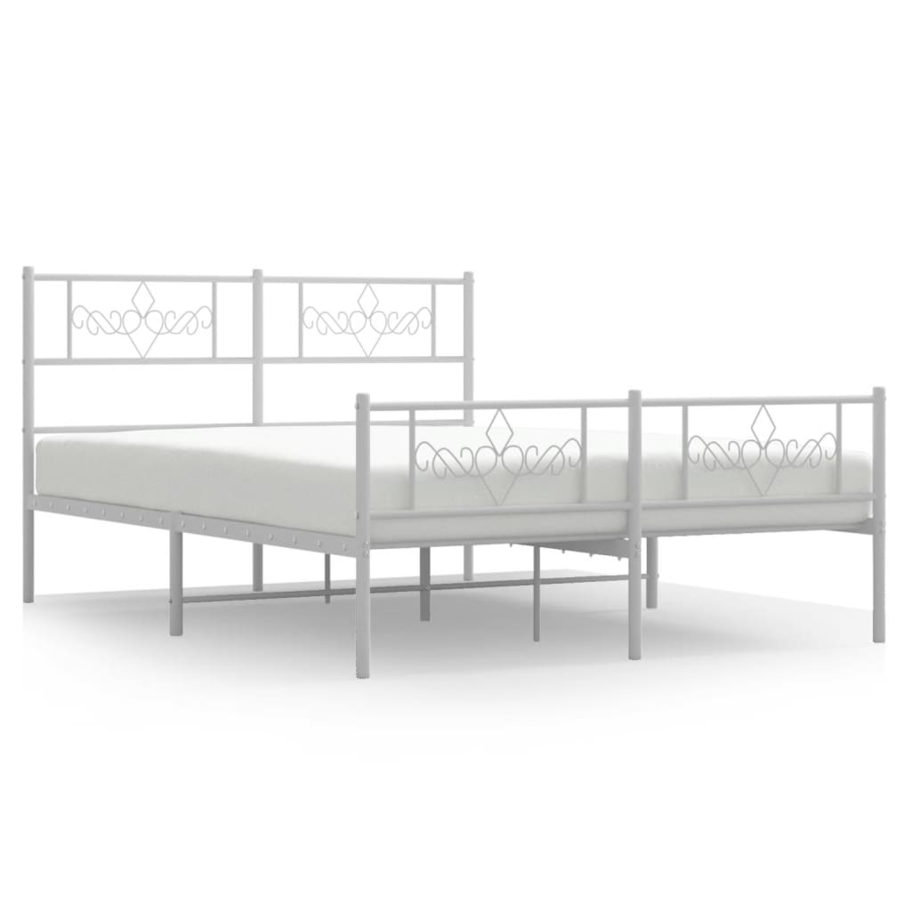 vidaXL Cadre de lit métal sans matelas et pied de lit blanc 120x190 cm