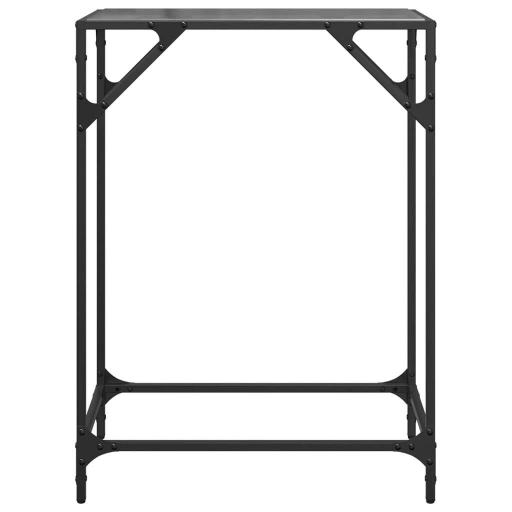 vidaXL Table console avec dessus en verre noir 60x35x81 cm acier