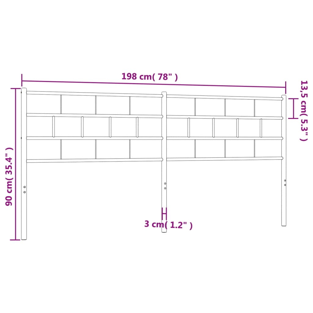 vidaXL Tête de lit métal noir 193 cm