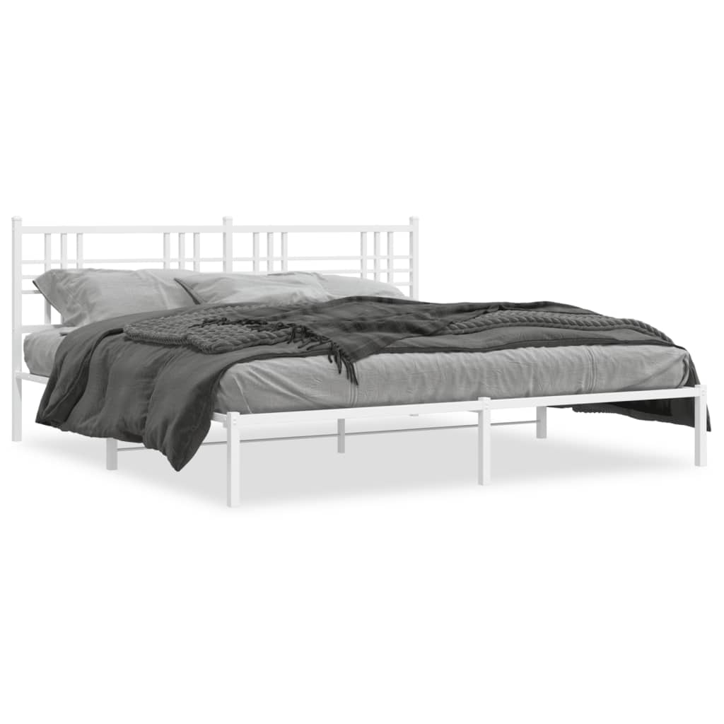 vidaXL Cadre de lit métal sans matelas et tête de lit blanc 183x213 cm