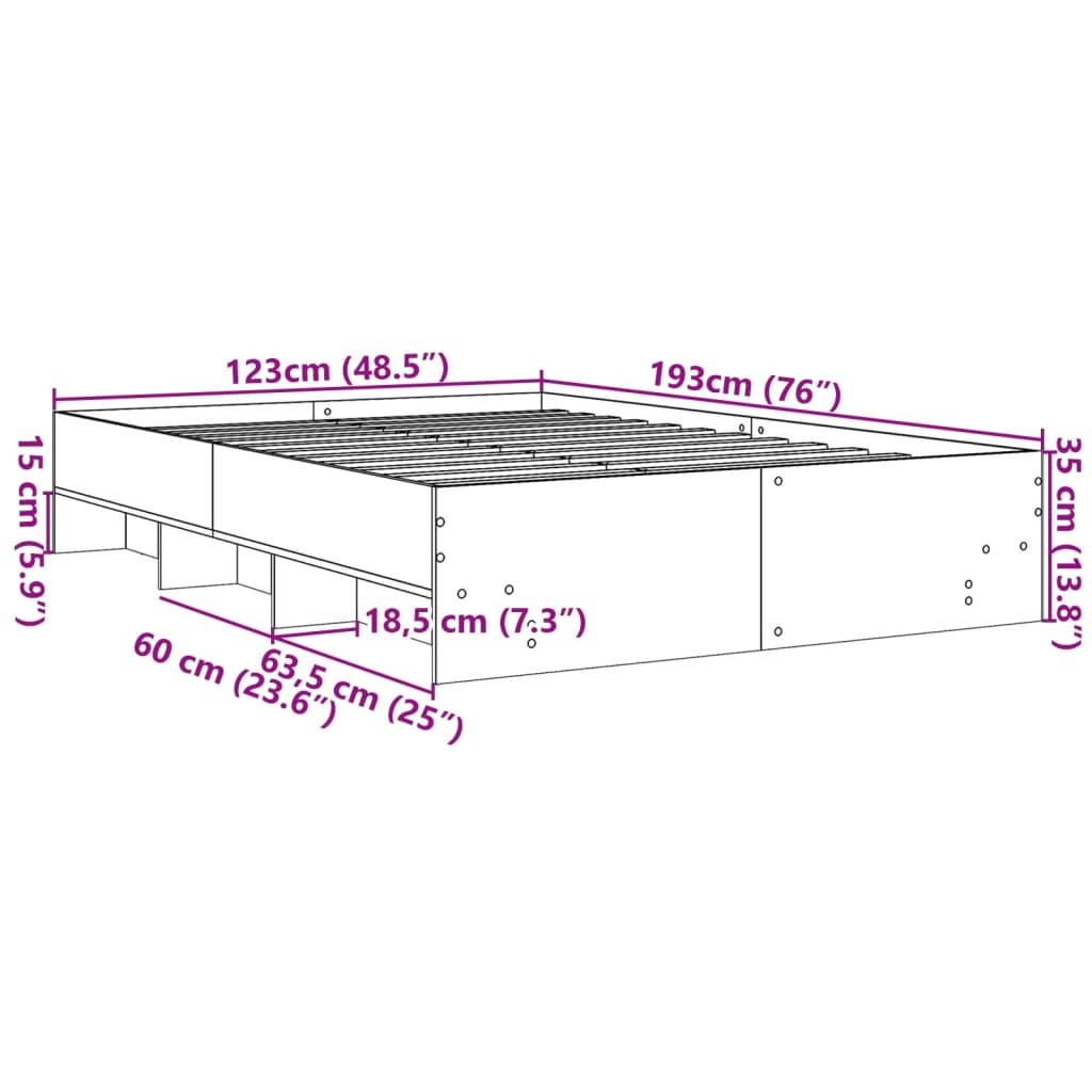 vidaXL Cadre de lit sans matelas blanc 120x190 cm bois d'ingénierie