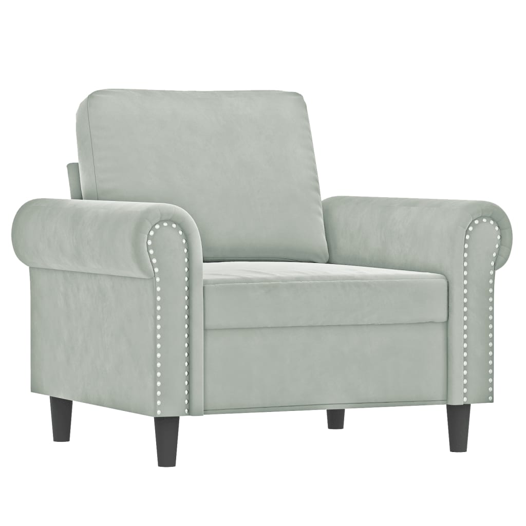 vidaXL Fauteuil avec repose-pied Gris clair 60 cm Velours