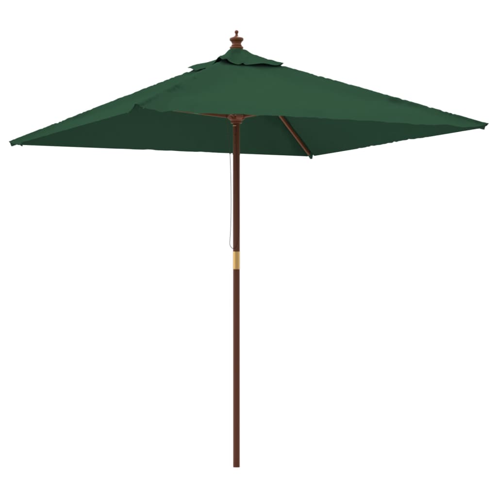vidaXL Parasol de jardin avec mât en bois vert 198x198x231 cm